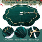 Arrowbash Green 72 Inch Christmas Tree Skirt Velvet Scallop Ddge - Image 4