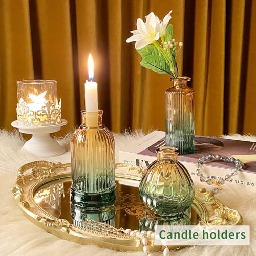 Glass Bud Vases in Bulk Set of 30 Pcs,Small Glass Vases for Flowers as Wedding Centerpieces for Tables,Clear Flower Vases Suitble for Wedding Decorations,Home Decor (Brown Green, 30 pcs) - Image 2