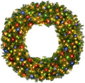 Best Choice Products 48in Large Artificial Pre-Lit Fir Christmas Wreath Holiday Accent Decoration w/ 250 Multicolor Lights, 714 PVC Tips by BestChoiceProducts