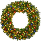 Best Choice Products 48in Large Artificial Pre-Lit Fir Christmas Wreath Holiday Accent Decoration w/ 250 Multicolor Lights, 714 PVC Tips by BestChoiceProducts