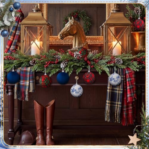 12 Pcs Chinoiserie Tartan Christmas Decor Hanging Ornaments - Image 5
