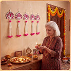 6 Pcs Lotus Hanging Decoration for Pooja Indian Ganpati Garlands Decor - Image 5