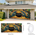 Pot of Gold St. Patrick’s Day Garage Door Banner 7x16FT, Lucky Clover & Rainbow Garage Door Cover, Outdoor Decoration for Yard & Garage on St. Patrick’s Day - Image 3