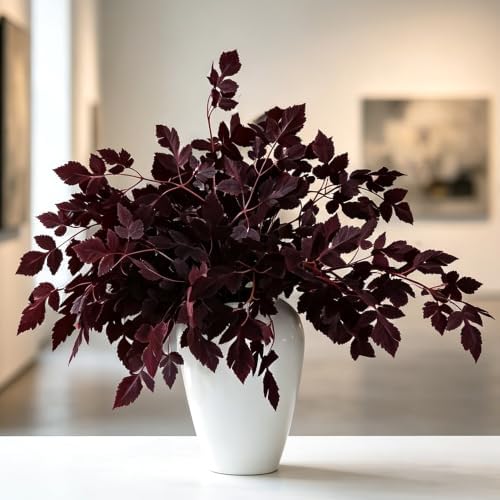 12pcs 24in Artificial Cimicifuga Plum Leaves Fall Autumn Harvest Decoration by VOELIGT