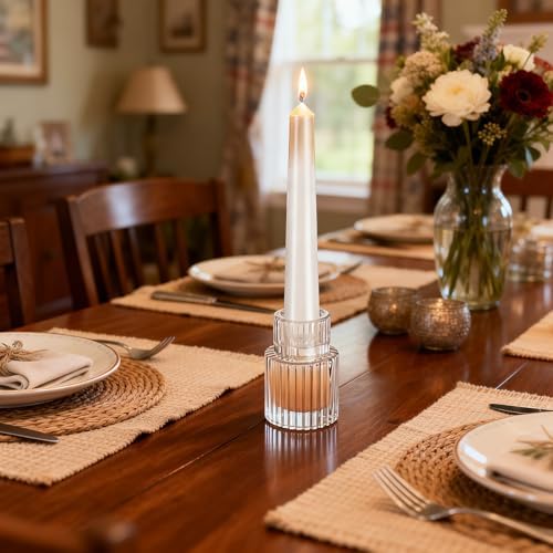24 Packs Glass Taper Candle Holders, Clear Ribbed Candlestick Holders Bulk, Small Thick Glass Candle Stick Holders for Wedding Table Centerpieces, Party Favors, Christmas Dining Decor (24) - Image 5