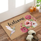 Hummingbird Flower Coco Coir Doormat Door Welcome Mat for Home Entrance Front Door, Bird Floral Spring Summer Floor Mats for Outdoor Outside Entryway 30x17 Inch - Image 2