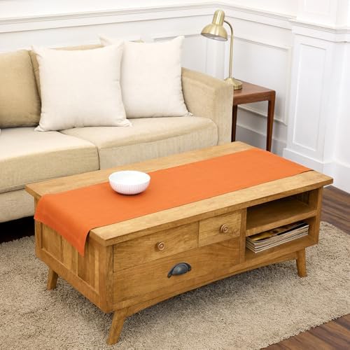 Solino Home 100% Pure Linen Dining Table Runner Orange, Fete 14 x 48 in by SolinoHome