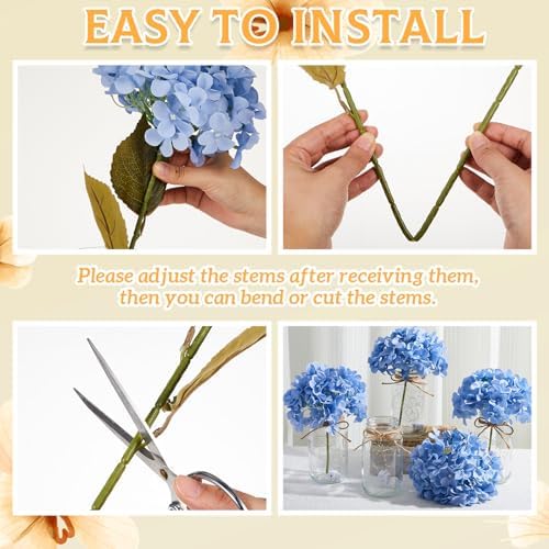 4 Sets Hydrangea Mason Jar Centerpiece with LED Lights for Wedding - Image 3