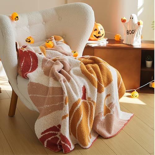 Pumpkin Throw Blanket for Couch 50x60 Fall Halloween Blankets, Soft Cozy Reversible Textured Fleece Fluffy Blanket for Bed Sofa Autumn Home Decor - Image 5