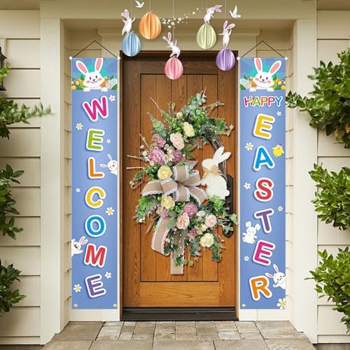Easter Wreaths for Front Door, Easter Artificial Egg Wreath Decoration, Bunny Carrot Spring Wreath Farmhouse Home Indoor Outdoor Easter Decor, Green-2, TADEAU-01 - Image 6