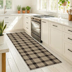 JTJ Easy Jute 2x6 Outdoor Runner Rug, Black & Tan Plaid, Washable - Image 3