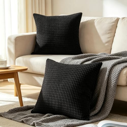 CaliTime Decorative Couch Throw Pillow Covers 26 X 26 Inches Black - Image 2