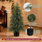 Grooy 3FT Artificial Cedar Topiary Trees, 2 Pack Fake Shrubs with Pot - Image 4