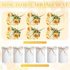 Domensi 6 Sets Wedding Centerpiece for Table Decoration Yellow Artificial Fake Rose Flower with Metal Vase Faux Silk Rose Bouquet Floral Arrangement for Bridal Shower Home Dining - Image 5