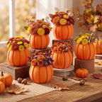 LemonRoad 6 Pcs Fall Pumpkin Vases Table Centerpieces, 3.93 x 3.93 x 3.15'' - Image 2