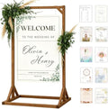 Wooden Welcome Sign Stand, Heavy Duty Adjustable Sign Holder Stand Wood Easel w/ Poster Design Templates for Wedding, Bridal Shower, Baby Shower, Birthday Party, 62" x 30" x 20" by Merrifete