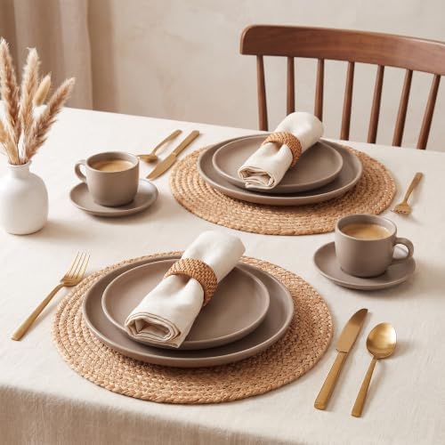 Eco Crave Natural Jute Placemats Set of 10, Round Woven Table Mats, 13 Inch Rattan Charger Plates for Dinner, Boho Farmhouse Braided Place Mats - Image 3