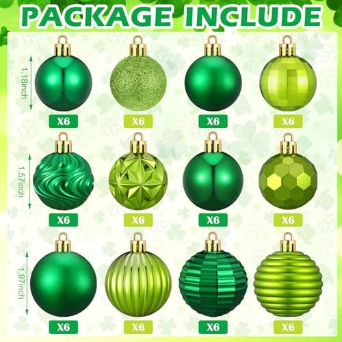 Lunmon 72 Pcs Green Christmas Ball Ornaments Matte Glitter Xmas Bulbs - Image 3