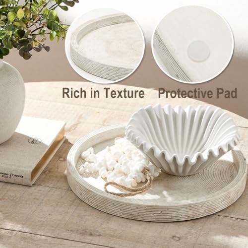Vanselia Decorative Table Tray Round Trays Home Decor Cement (11.8" Rustic) - Image 3