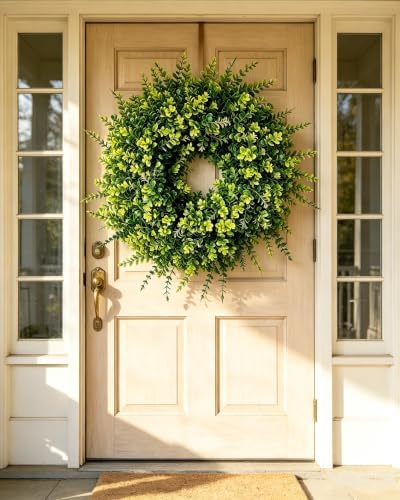 26'' Boxwood Wreaths Front Door Artificial Spring Wreath. Wreaths for Front Door Farmhouse Wedding Green Year Round Indoor Outdoor for Summer Wreath St Patricks Day Decorations - Image 4