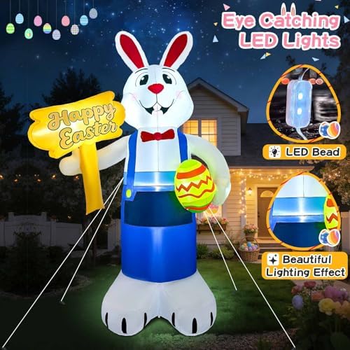 12FT Easter Bunny Inflatable with LED Lights, Outdoor Yard Decoration - Image 4