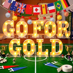 Honoson 9 Pcs Go for Gold LED Lights up Sign Sports Theme Party Decoration by Honoson