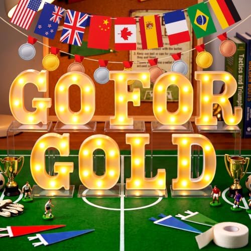 Honoson 9 Pcs Go for Gold LED Lights up Sign Sports Theme Party Decoration by Honoson