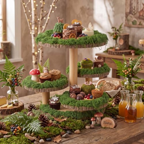 Wenqik 4 Tier Wooden Wedding Cupcake Stand Dessert Display, Offset Tiered - Image 5