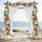 2PCS 13Ft Artificial Eucalyptus Garland with Flowers Lights for Wedding - Image 7
