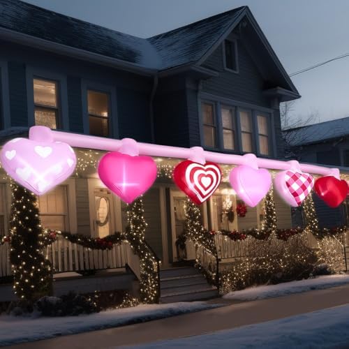 14.7FT Long Valentine's Day Inflatables Hanging Flashing Pink Hearts Decorations Built-in LED Lighted Blow Up Decoration Home Yard Outdoor Indoor Garden Lawn Decor - Image 6
