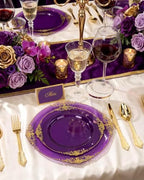Nervure 175Pcs Purple Plastic Plates, Plastic Dinnerware Set for 25 Guests - Image 2