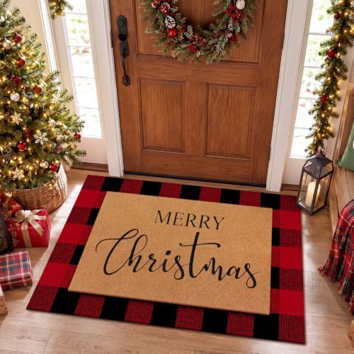 Tinideya 2 Pcs Christmas Layered Doormat Set, Merry Christmas - Image 6