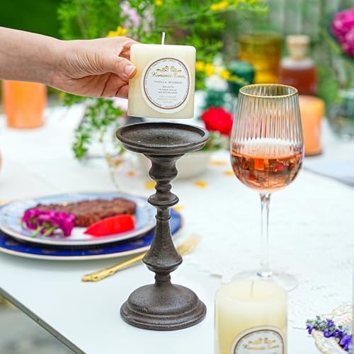 Sungmor Rustic Cast Iron Pillar Candle Holder, 7.8 Inches Tall - Image 3