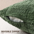 decorUhome Textured Chenille Throw Pillow Covers 26x26 Set of 2 Emerald - Image 3