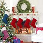 6Pack Red Christmas Stockings Traditional 20 Inch Large Vintage Christmas Stocking Polyester Plush Luxury Xmas Stocking for Family Holiday Party Decor and Xmas Tree Fireplace Mantle Pet - Image 4