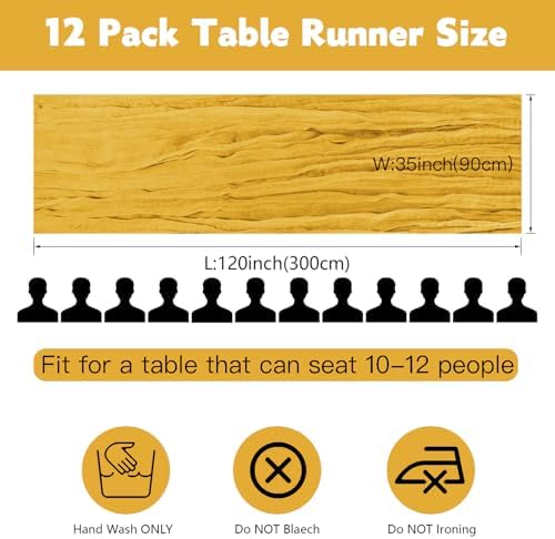 12 Pack Gold Cheesecloth Table Runner, 35x120 Inch Mustard Boho Gauze Table Runner 10ft Rustic Sheer Cheese Cloth Runners for Bridal Shower Wedding Party Baby Shower Table Decor - Image 3