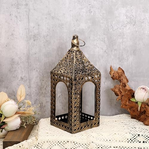 Moroccan Lantern Lamp Decorative Candle Holders for Ramadan Decorations, Hanging, Outdoor Patio or Porch, Indoor Home Decor (Bronze10.2inch) - Image 5