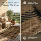 Brown and Black 4x6 Easy Jute Rug for Large Entryway - Neutral Dark Rug with Rubber Backing for Living Room, Checkered Decor for Entrance, Kitchen, Earthy & Coffee Rustic Accent - Image 4