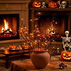 Birchlitland Halloween Branch Lights with Timer Battery Operated 75 LED Orange Fairy Lights, Lighted Black Willow Branches 21IN for Home Decor - Image 6