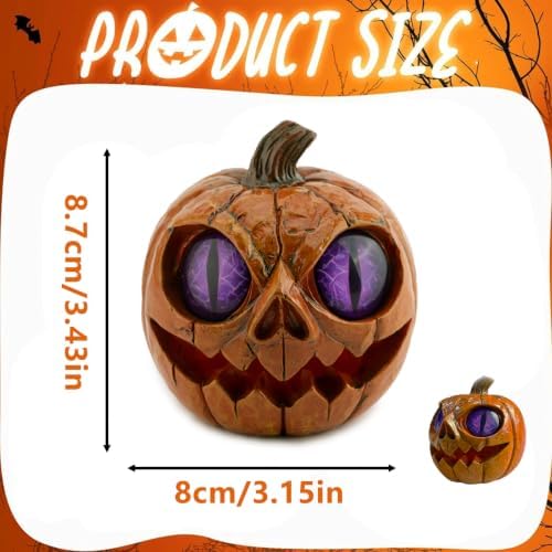 Halloween Pumpkin Decor Spooky Pumpkin Figurine Resin Statue, Purple - Image 4