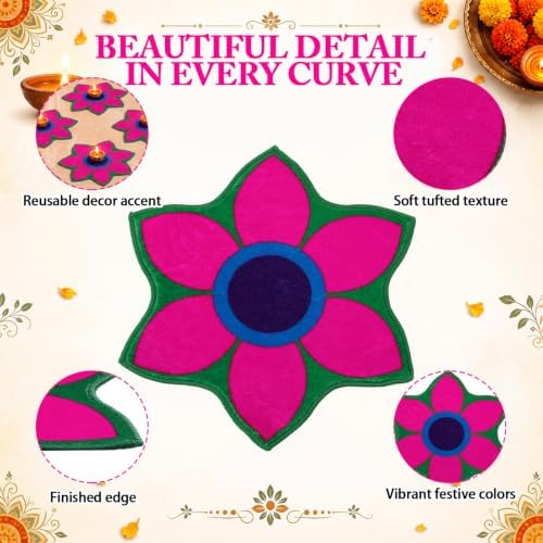 Dunzy 6 Pcs Diwali Rangoli Mat Varalakshmi Pooja Decoration, Purple Mandala - Image 4