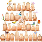 Valentine's Day Glass Bud Vases,Versatile Small Bud vases for Home and Wedding Decor, Exquisite Bridal Shower Table Centerpieces,Aromatherapy Bottles,Candle Holder, Gifts Idea(Pack of 30,Amber) by earthgadgets