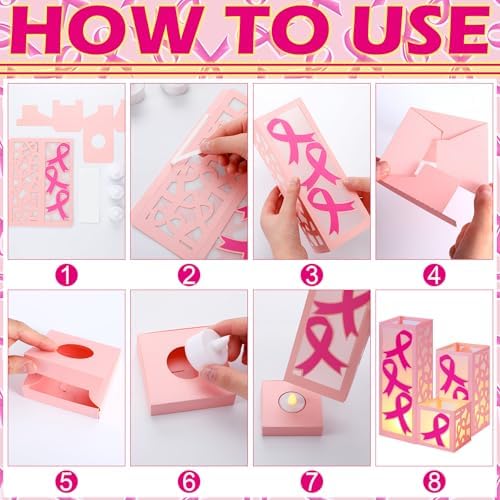 VIHOSE 12 Sets Breast Cancer Awareness Centerpieces for Table Paper Lantern - Image 5