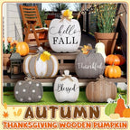 Moucuny Set of 6 Outdoor Fall Decoration for Home Porch, Farmhouse Pumpkin - Image 2