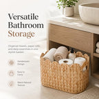 Scalloped Toilet Paper Basket, Tall Narrow Water Hyacinth - Image 5