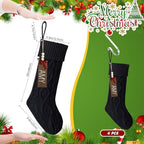 Zubebe 4 Sets 18 in Knitted Christmas Stockings Kit, Metal Stocking Holder and Name Tags Large Knit Xmas Stocking with Marker Pen for Family Holiday Xmas Party Fireplace Mantel Decor (Black) - Image 3