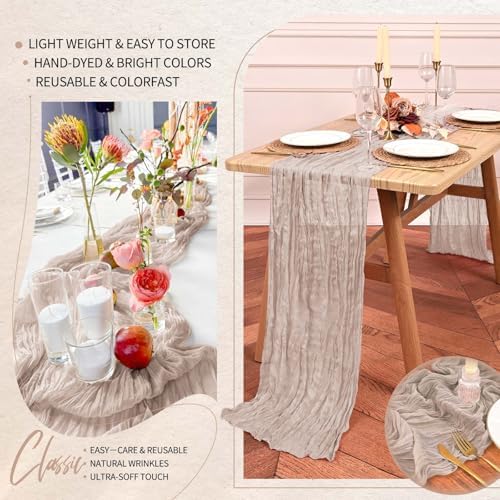 30 Pack Cheesecloth Table Runner 10FT Rosy Brown Table Runner Boho Gauze Cheese Cloth Table Runners Long Rustic Sheer Table Decorations for Wedding Party Baby Bridal Shower Birthday Holiday Home - Image 5