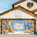 7x16FT Merry Chrismas Garage Door Banner Gingerbread Deer Snowman Santa Claus Winter Garage Door Cover Decoration for Chrismas Outdoor Decoration - Image 2