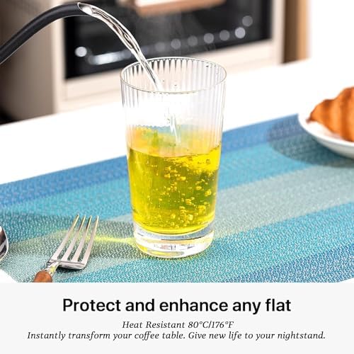 LEXMORE PlaceMats Set of 12 Vinyl/Plastic Woven Place Mats for Kitchen Table Indoor/Outdoor Washable PlaceMat Wipeable Dining Table Mats(Ocean Geode) - Image 5