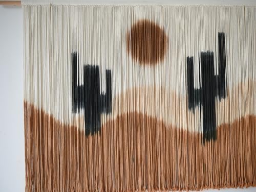 Large Macrame Wall Hanging Macrame Wall Decor 57" W x 35" L Desert Cactus Tie-Dye Large Boho Yarn Wall Decor Scale Wall Art Home Decor - Image 6